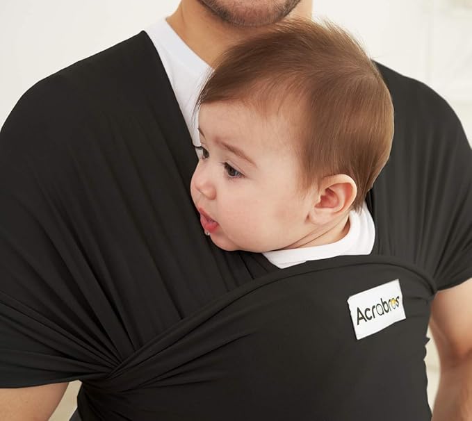 Acrabros Baby Wrap Carrier,Hands Free Baby Carrier Sling,Lightweight,Breathable,Softness,Perfect for Newborn Infants and Babies Shower Gift,Black-CubbioJoy