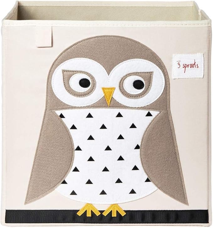 3 Sprouts Toy Storage Organizer: Toy Box Cube Organizer for Playroom, Nursery - Foldable Storage Bin - Owl-CubbioJoy