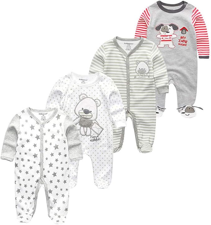 Kiddiezoom Baby and Toddler Boys'Snug Fit Footed One-Piece Romper Jumpsuit Cotton Cotton Footed Outfit-CubbioJoy