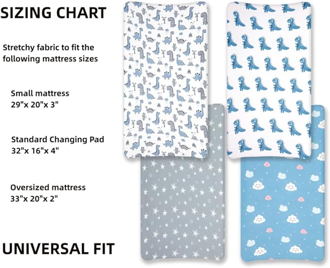 4 Pack Soft Baby Boy Sheets Dinosaur Star Cloud Soft Polyester Neutral Unisex Fitted Sheets Set for Baby Boys-CubbioJoy