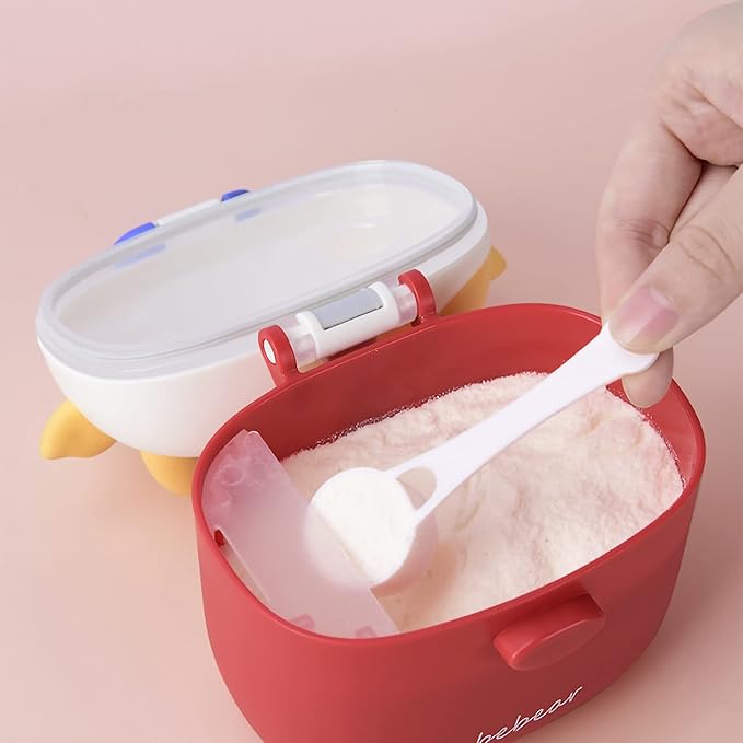 Bebamour Baby Formula Dispenser On The Go, Formula Container to Go, Formula Holder for Travel, Candy Fruit Snack Storage Container with Scoop and Leveller (Light Pink Cow)-CubbioJoy