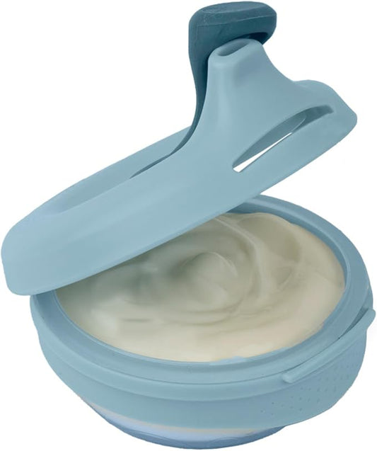 b.box Fill + Feed (Lullaby Blue) | Reusable Baby Food Pouch | For Babies & Toddlers 4m+ | Silicone/Nylon Pouch, BPA-Free Lid | Dishwasher & Microwave Safe | 110mL (3.7oz, ½ Cup) Capacity-CubbioJoy