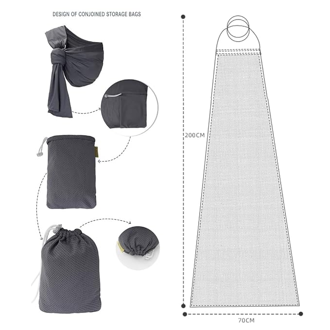 CUBY Water Baby Sling Carrier Lightweight Breathable Mesh Baby Wraps Carrier Adjustable Ring Sling Quick-Drying Baby Carriers Sling for Newborn Toddler Summer Swimming Pool Beach(Dark Gray)-CubbioJoy
