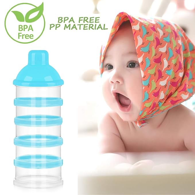 Accmor Formula Dispenser On The Go, 5 Compartments Stackable Formula Container for Travel, Baby Milk Powder Kids Snack Container, BPA Free-CubbioJoy