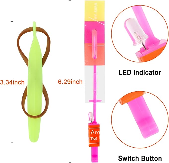 25 Sets LED Flying Set, 25 Slingshot+25 Glow Helicopter-50 Pcs, Flying Toy Outdoor Toys Glow in The Dark Party Supplies Party Favors for Kids 8-12,4-8-CubbioJoy