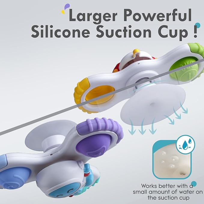 ALASOU 3PCS Pop Suction Cup Spinner Toys for 1 Year Old Boy Girl|Novelty Spinning Tops Toddler Toys Age 1-2|Sensory Baby Bath Toy for Toddlers 1-3|12 18 Months Boy Birthday Gift for Infant-CubbioJoy