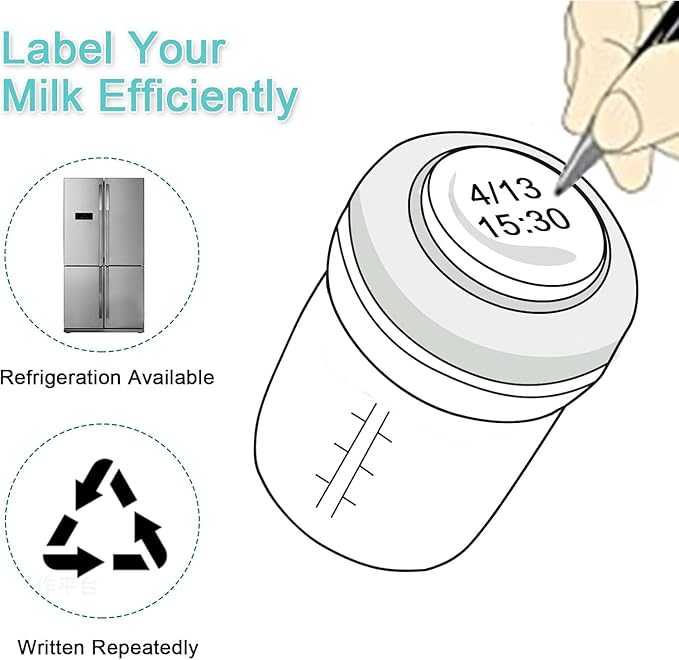 COMI Wide Neck Glass Breastmilk Collection n Storage Bottle, 4 Packs, 6oz with Screw Ring Sealing Disk; Re-markable Sealing Disc. BPA Free, Fits Breast Pumps & Nipples (3 Gray Lids + 3 Pink Lids)-CubbioJoy