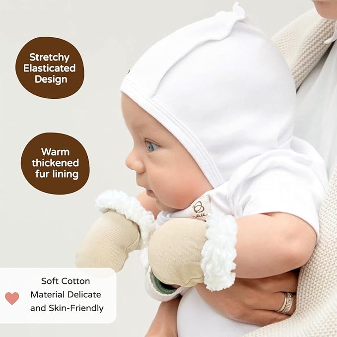 Cute Baby Mittens Newborn, No Scratch Baby Boy Mittens, Baby Girl Hat Gloves for Toddlers, Infant, Newborn-CubbioJoy