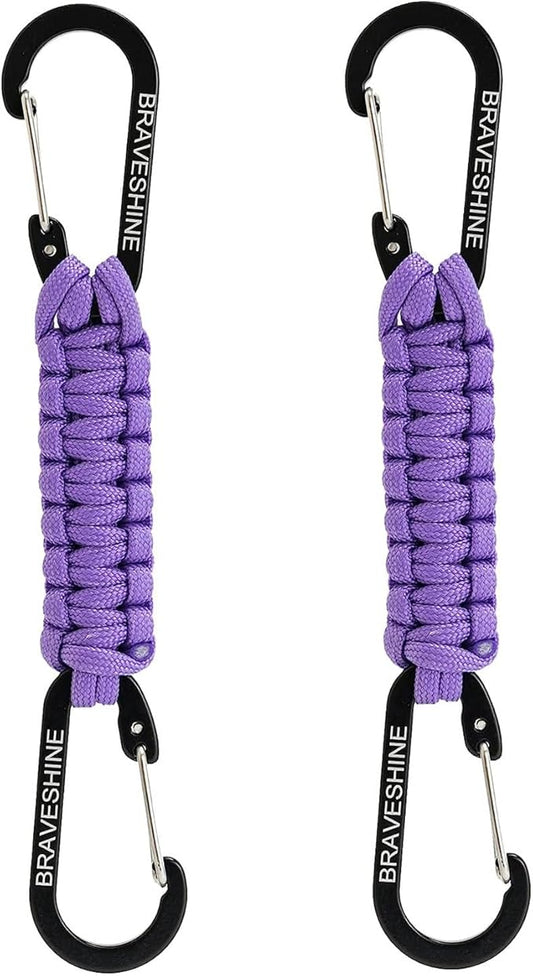 BRAVESHINE Paracord Keychain Carabiner Clip, D Ring Lanyard Hanger Stroller Hook for Water Bottle, Key, Backpacks, Men, Women-CubbioJoy