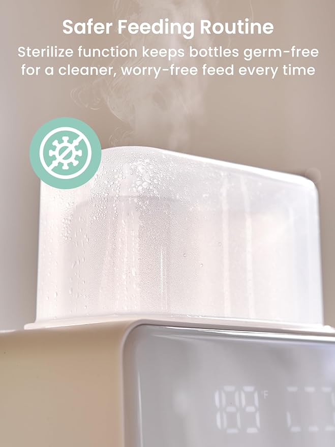 Baby Bottle Warmer, Grownsy 10-in-1 Fast Bottle Warmer Accurate Temp Control, with LCD Display, Timer, Defrost, Sterili-zing, Keep 24H, Double Bottle Warmer for Breastmilk& Formula, Heat Baby Food-CubbioJoy