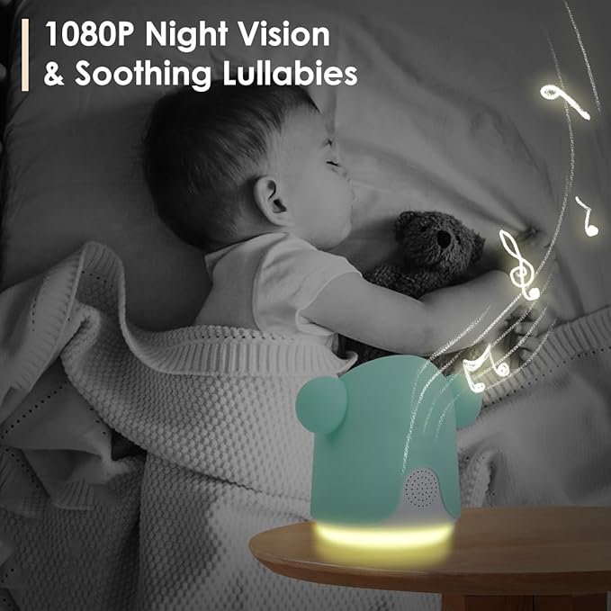 Baby Monitor with Camera and Audio, 1080P Baby Camera Monitor WiFi Smartphone App Control Night Vision 4.3” Screen 2-Way Talk Temperature & Humidity Sensor Lullabies Motion & Cry Detection iOS/Android-CubbioJoy