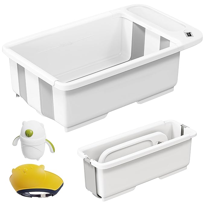 Collapsible Baby Bathtub with Smart Temperature Display, Portable Travel Bathtub, Ideal for 0-36 Months Infants-CubbioJoy