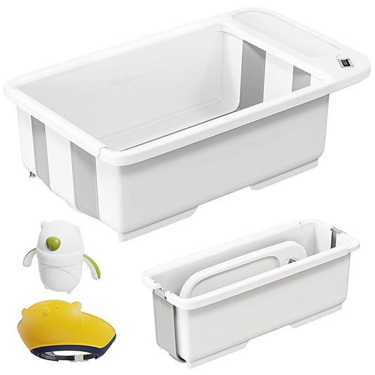 Collapsible Baby Bathtub with Smart Temperature Display, Portable Travel Bathtub, Ideal for 0-36 Months Infants-CubbioJoy