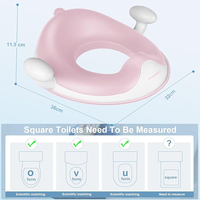 ANGELBLISS Baby Potty Training Toilet Seat with Soft Cushion Handles, Haute Collection, Double Anti-Slip Design and Splash Guard for Boys and Girls (Pink)-CubbioJoy