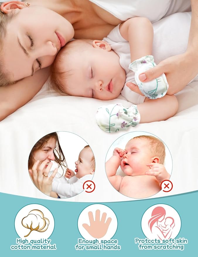 Cute Baby Mittens Newborn, No Scratch Baby Boy Mittens, Baby Girl Hat Gloves for Toddlers, Infant, Newborn-CubbioJoy