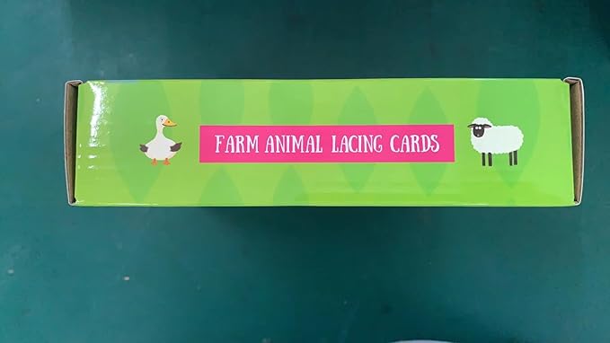 9 Pieces Kids Lacing Cards, Double Sided Sewing Cards in 9 Farm Themed Cards with 9 Colorful Laces, Imagination Development Lacing Toys Games for Children Educational and Learning Activity-CubbioJoy