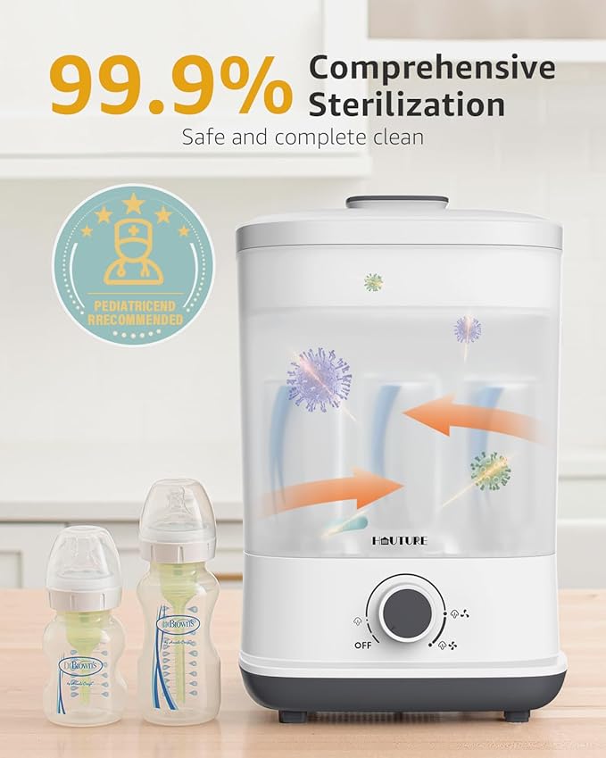Baby Bottle Sterilizer, HAUTURE Bottle Sterilizer and Dryer, One-Dial Control Electric Steam Bottle Sanitizer for Baby Stuffs, Baby Bottles & Breast Pump Accessories-CubbioJoy