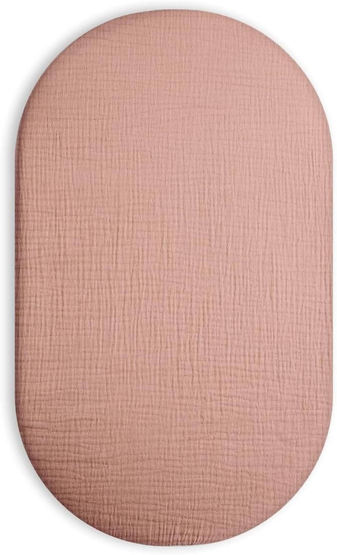 Bassinet Sheet for Baby Boy and Girl, Fitted Sheets for Rectangle, Oval, Hourglass Bassinet Mattress, Muslin Moses Basket Sheets with Neutral Style (Dusty Rose)-CubbioJoy