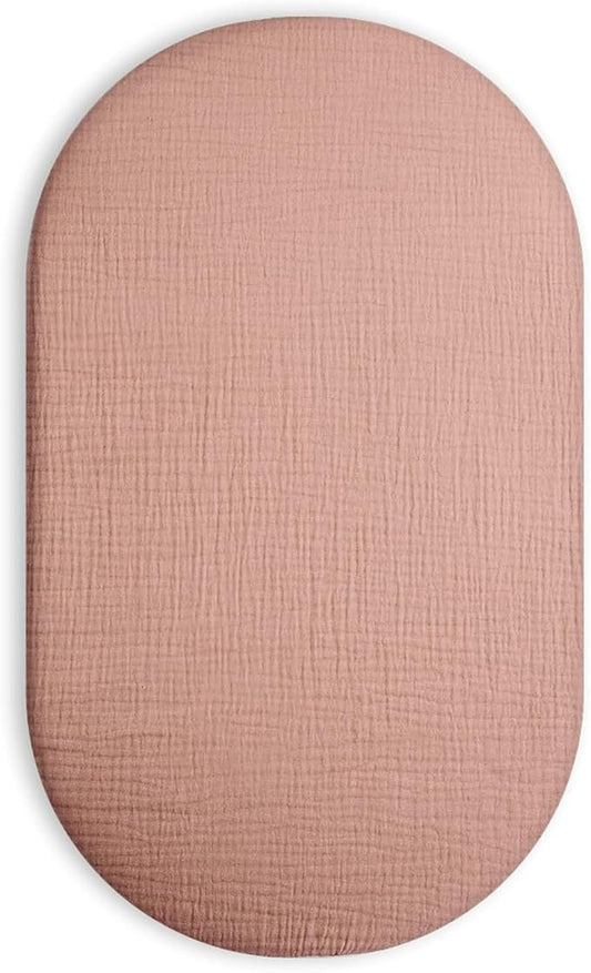 Bassinet Sheet for Baby Boy and Girl, Fitted Sheets for Rectangle, Oval, Hourglass Bassinet Mattress, Muslin Moses Basket Sheets with Neutral Style (Dusty Rose)-CubbioJoy