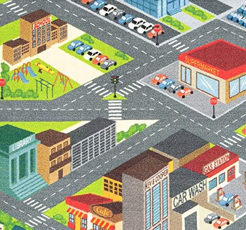 KC Cubs 3x5 City Streets Car Road Rug – Educational Non-Slip Play Mat for Kids, Toddlers, Nursery, Classroom, Playroom, Baby Daycare, Boy Girl Carpet-CubbioJoy