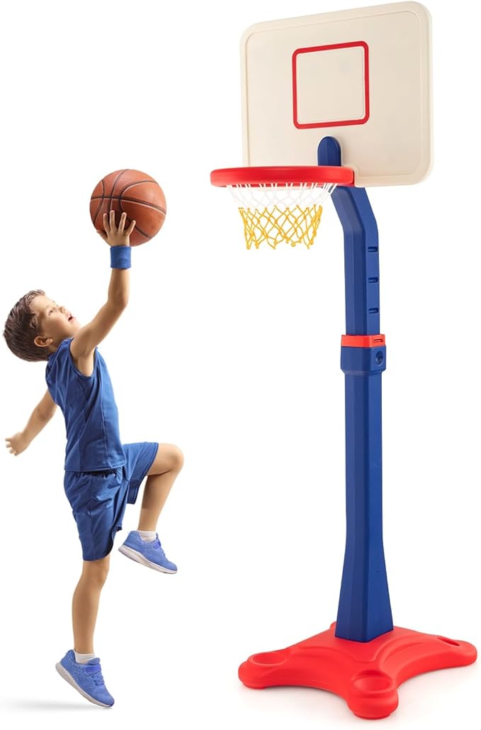 Costzon Kids Basketball Hoop, 8-Level Height Adjustable Basketball Goal Stand with Weighted Base, Indoor Toy Basketball Set Outdoor Play Sport for Boys Girls Age 3+-CubbioJoy
