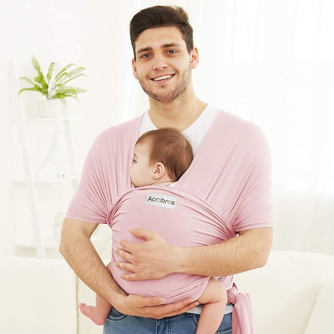 Acrabros Baby Wrap Carrier,Hands Free Baby Carrier Sling,Lightweight,Breathable,Softness,Perfect for Newborn Infants and Babies Shower Gift,Pink-CubbioJoy