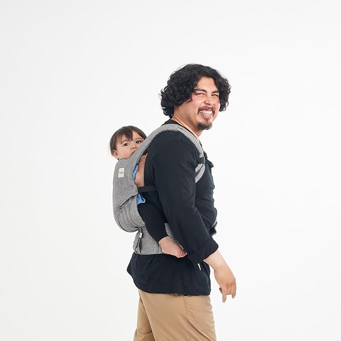 Baby Tula Explore Carriers - Breathable Baby Carrier Newborn to Toddler - Adjustable Toddler Carrier - Multiple Ergonomic Positions Front and Back - Ergonomic Fit for 7-45 lb - Linen, Ash-CubbioJoy