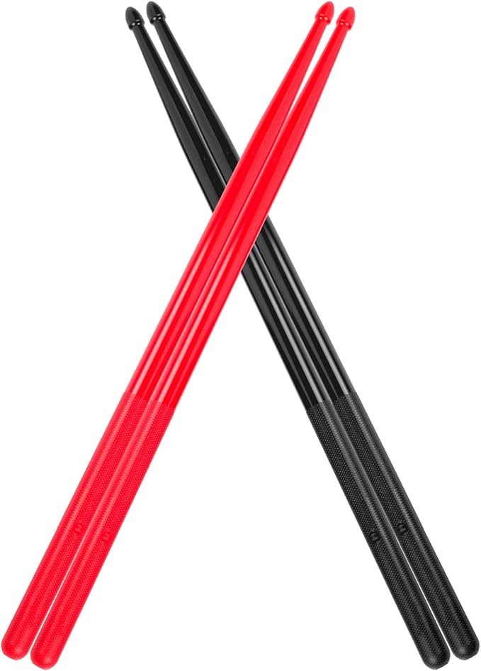 5A Nylon Drumsticks for Kids Adults: Light Durable Drum Sticks Black Red with Anti-Slip Handles for Electronic Drums Exercise Percussion Accessories (2 Pairs)-CubbioJoy