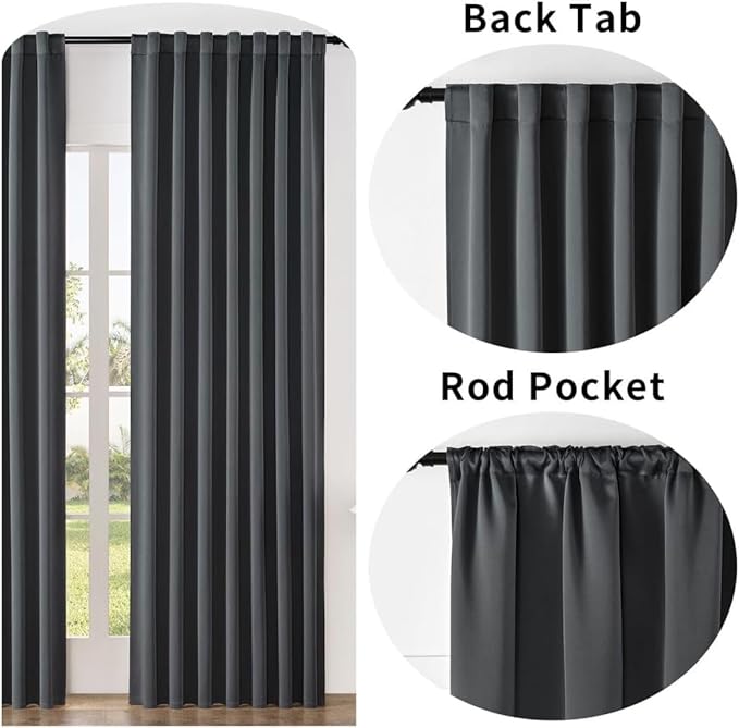 Joydeco Custom Blackout Curtains for Bedroom, 1 Panel Room Darkening Curtains & Drapes for Living Room Window Rod Pocket Back Tab (Custom Size,Dark Grey)-CubbioJoy