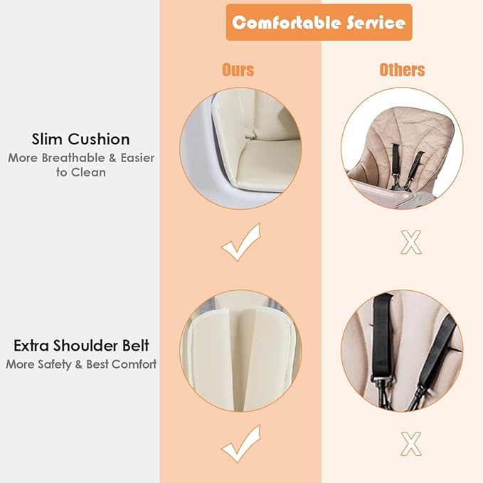 BABY JOY 3 in 1 High Chair, Baby Eat & Grow Convertible Wooden High Chair/Rocking Chair/Booster Seat/Toddler Chair, Infant Dining Chairs w/Double Removable Tray, 5-Point Seat Belt & PU Cushion, Beige-CubbioJoy