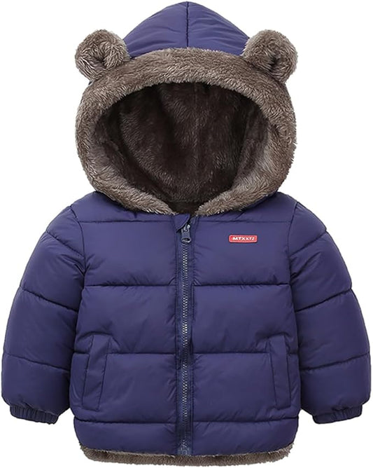 Infant Baby Winter Coat Bear Hooded Jacket Warm Fleece Snowsuit Windproof Outerwear for Toddler Boy Girl 9M-4T-CubbioJoy