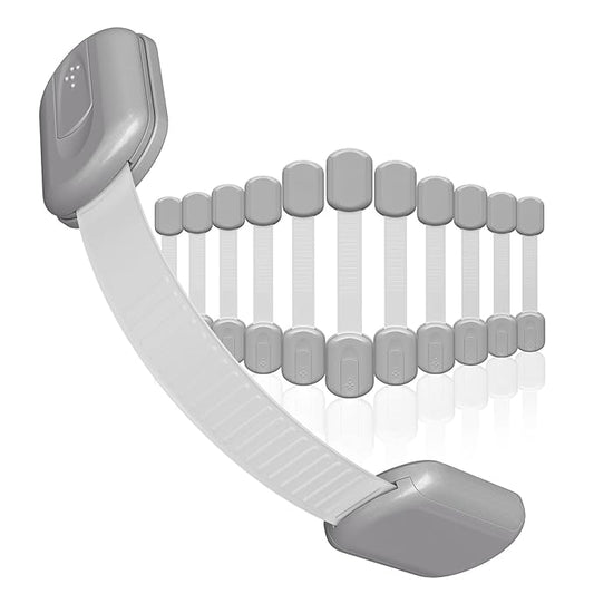 Baby Proofing Child Safety Locks (12 Pack) by Skyla Homes - The Safest, Quickest and Easiest 3M Adhesive Cabinet Latches, No Screws & Magnets, Multi-Purpose for Furniture, Kitchen, Ovens, Toilet Seats-CubbioJoy