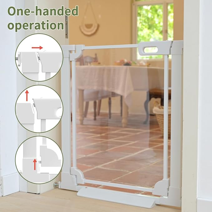 Clear Baby Safety Gate for Stairs,29"-48" Wide, 30" Tall Pressure Mounted Acrylic Pet Gate, Easy Walk Through Auto Close Child Gate for Doorways and House,29.52-47.24"-CubbioJoy