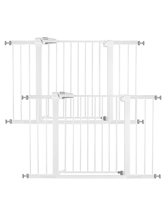 Babelio Baby Gate, 29-48 Inch Auto Close Pet Gate, Easy Install Pressure-Mounted Safety Gate, Extra Wide Pet Gate for Stairs and Doorways, 2 Pack White-CubbioJoy