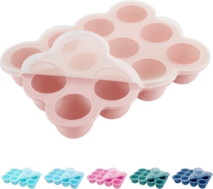 12x1.5oz Baby Food Freezer Tray with Clip Lid Gossamer Pink | Food Grade Silicone Storage Containers for Purees & Vegetables-CubbioJoy