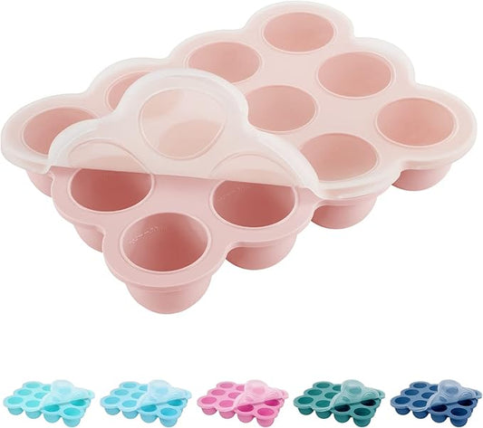 12x1.5oz Baby Food Freezer Tray with Clip Lid Gossamer Pink | Food Grade Silicone Storage Containers for Purees & Vegetables-CubbioJoy