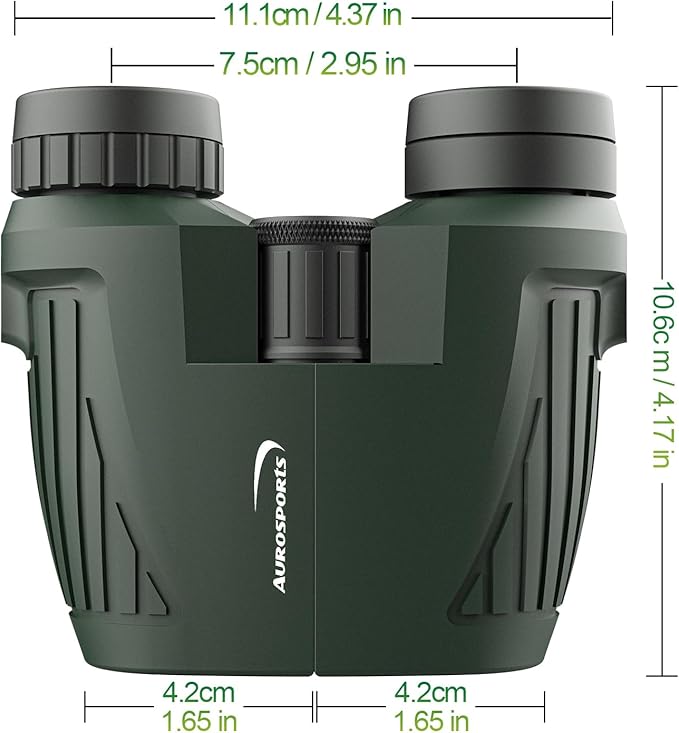 Aurosports 15x25 Compact Binoculars for Adult Kids - High Power Binoculars for Bird Watching - Easy Focus Small Binocular with Low Light Vision for Travel, Camping, Concert, Hiking -Green-CubbioJoy