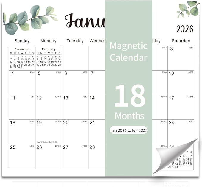 2026 Magnetic Fridge Calendar 18 Monthly Magnetic Calendar for Refrigerator 2026 Wall Calendar Planner Runs from January 2026 Until June 2027 Easy Organizing Markers Tearable (Nature)-CubbioJoy