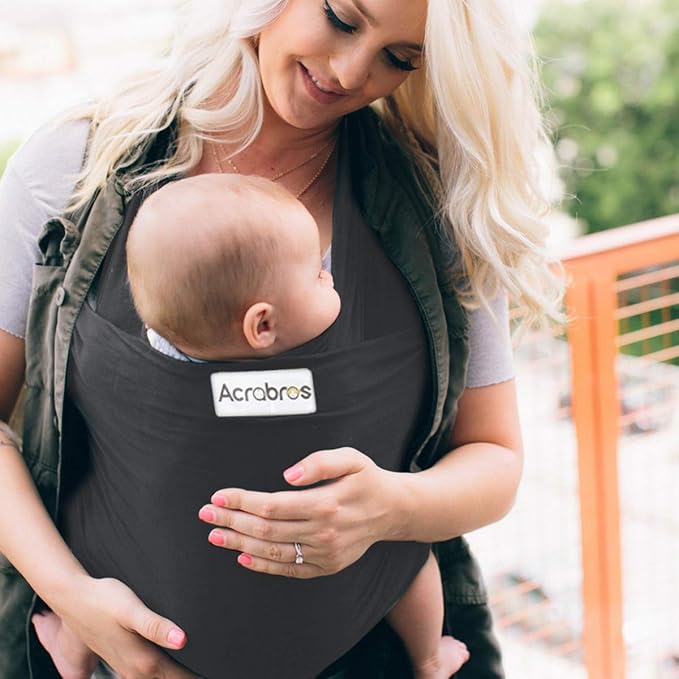 Acrabros Baby Wrap Carrier,Hands Free Baby Carrier Sling,Lightweight,Breathable,Softness,Perfect for Newborn Infants and Babies Shower Gift,Charcoal Grey-CubbioJoy