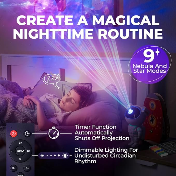 Color My Astronaut Galaxy Projector - DIY Spaceman Night Light with Acrylic Markers Kit & Space Stickers - Paint Your Own Lamp - Arts and Craft for Kids Ages 4-8 - Unique Gift for 5-10 Year Old Boys-CubbioJoy