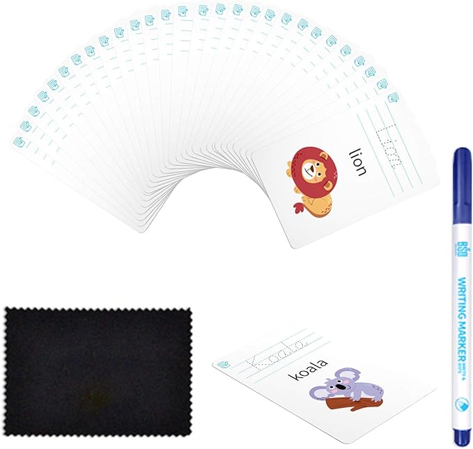 28 Pcs Letters Words Number Math Counting Recognition Cards for Kindergarten Preschool Toddlers Educational Toys RZKP-01 (Word)-CubbioJoy