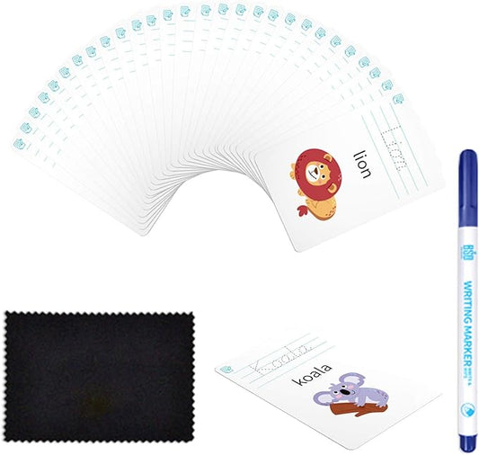 28 Pcs Letters Words Number Math Counting Recognition Cards for Kindergarten Preschool Toddlers Educational Toys RZKP-01 (Word)-CubbioJoy