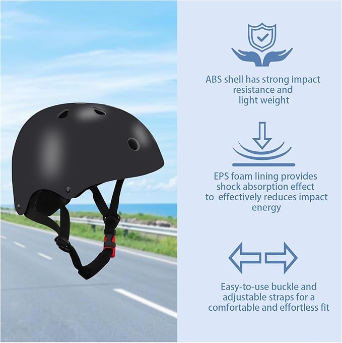 Color Gradient Adjustable Kids' Helmet with Knee & Elbow Pads Set | Multi-Sport Safety Gear for Boys & Girls Ages 5-14 | Skateboarding, Scooters, Roller & Inline Skating, Longboarding-CubbioJoy