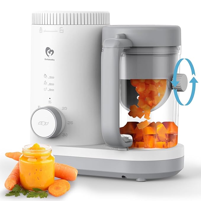 Baby Food Maker Bellababy Baby Food Processor, Puree Blender Steamer with Reversible Steam Basket, One Button Easy Operation & Large Opening for Easy Cleaning-CubbioJoy