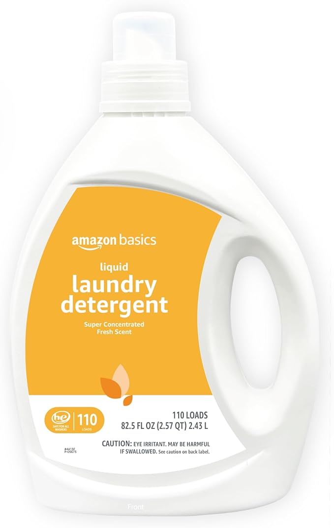 Amazon Basics Laundry Detergent Liquid, Concentrated, Fresh Scent, 110 Loads, 82.5 Fl Oz (New Packaging)-CubbioJoy
