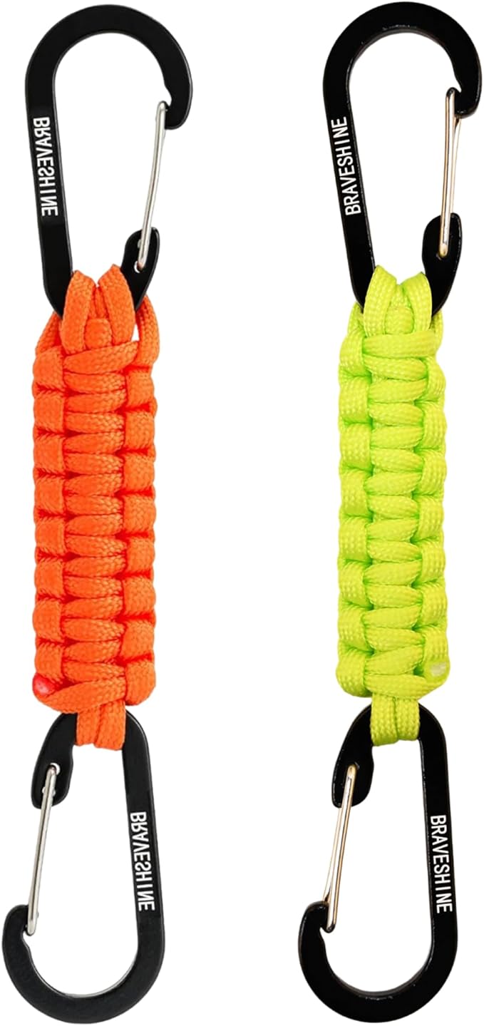 BRAVESHINE Paracord Keychain Carabiner Clip, D Ring Lanyard Hanger Stroller Hook for Water Bottle, Key, Backpacks, Men, Women-CubbioJoy