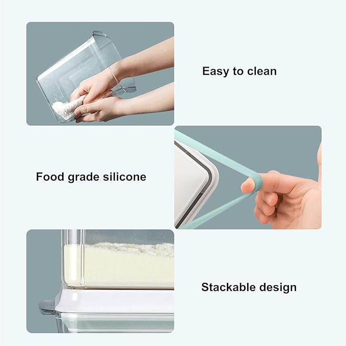 Airtight Food Storage Container Formula Dispenser with Spoon BPA-Free Milk Powder Container for Home Travel 2000ML / 2.0 Qt, No Scraper Design-CubbioJoy