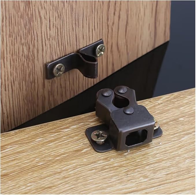 6 Pack Cabinet Latch - Double Roller Catch Hardware for Cupboard Closet Kitchen Cabinet Door Latches and RV Cabinet,Bronze-CubbioJoy