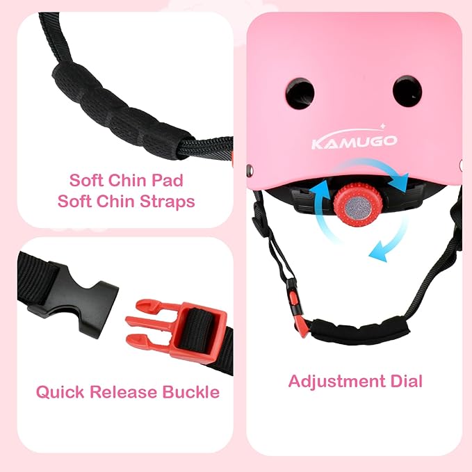 KAMUGO Kids Bike Helmet, Toddler Helmet for Ages 2-8 Boys Girls with Sports Protective Gear Set Knee Elbow Wrist Pads for Skateboard Cycling Scooter Rollerblading-CubbioJoy