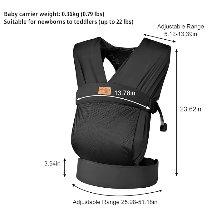 Baby Wraps Carrier Sling, Baby Carrier for Newborns and Toddlers,Skin-Friendly and Soft Front Baby Carrier Wrap Perfect Baby Gifts (Black, Mesh)-CubbioJoy